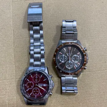 SEIKO 쿼츠 손목시계 실버/빨간색/그레이