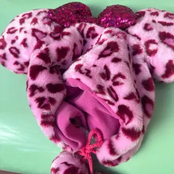 디즈니 레오파드 무늬 팬캡 모자 미니 새상품 핑크 레오파드 무늬