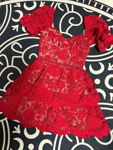 셀프 포트레이트 레이스 원피스 레드 US 2