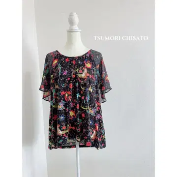 새상품급 츠모리치사토 상의 인어 꽃무늬 튜닉 아틀리에 드 사봉