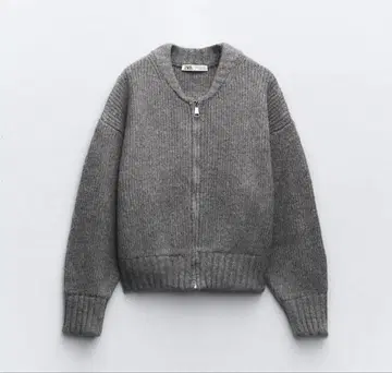 자라 지퍼 니트 봄버 자켓 그레이