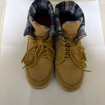 TEXACO 베이지 워크 부츠 체크 무늬