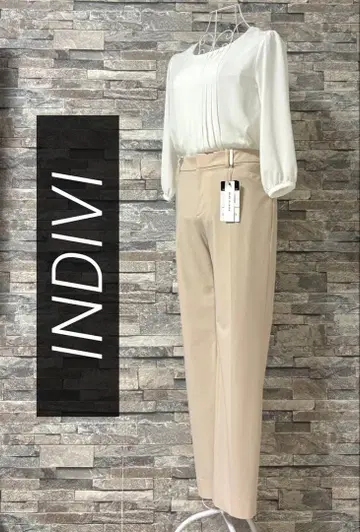 택 포함 새상품 INDIVI 인디비 일본제 스트레치 테이퍼드 팬츠 38