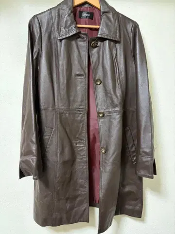 리얼 램 가죽 양가죽 브라운 가죽 코트 버튼 포함