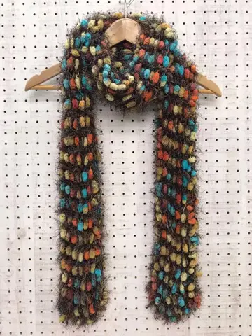 레트로 에스닉 보헤미안 구제 의류 잡화 폼폼 디자인 니트 샤기 스톨