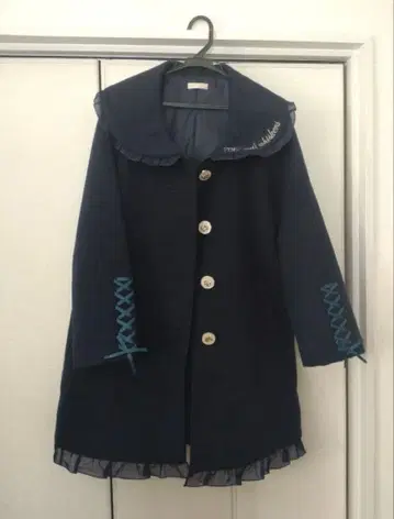 새상품급 [ axes femme ] 포에틱 코트 리본 레이스 네이비 M