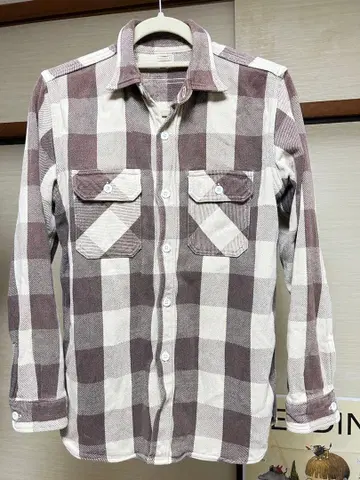 WAREHOUSE 긴팔 플란넬 셔츠 36 브라운 체크