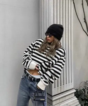 ACLENT 아클렌트 트레이닝복 오버 사이즈 흑백 스트라이프 트레이닝복