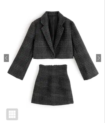 트위드 숏 기장 자켓 x 미니 스커트 셋업