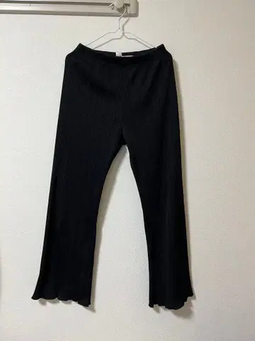 KAIKO 립 이지 팬츠 블랙 와이드 팬츠 플레어 밑단