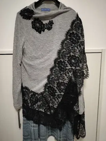 레이스 트리밍 가디건 그레이/블랙 사이즈 M~ll