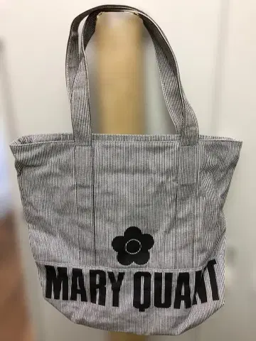 컨디션 최상 MARY QUANT 마리콴트 스트라이프 토트백 로고 포함