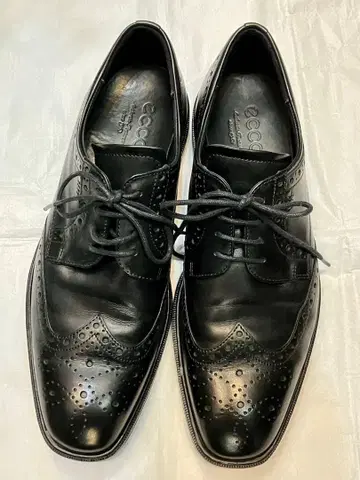 ECCO 블랙 가죽 드레스 슈즈 41 블랙 새상품급 윙팁