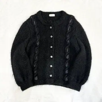 구제 의류 여성용 블랙 니트 스웨터 큐빅 버튼 vintage