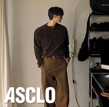 ASCLO Velour Henry Neck T Shirt (4color)