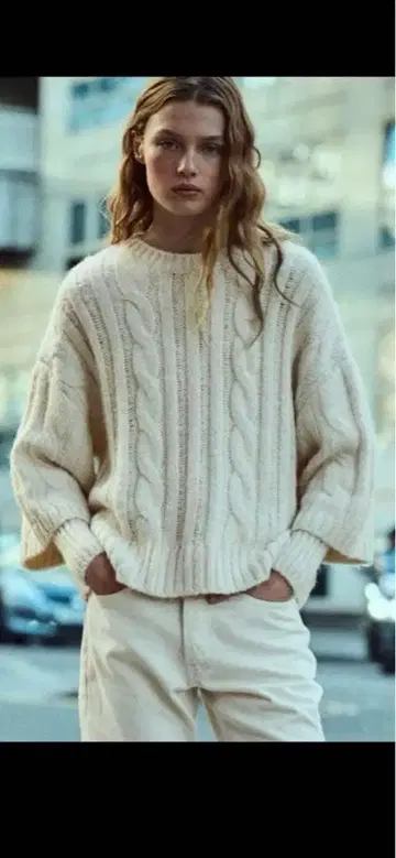 ZARA 자라 아이보리 케이블 니트 긴팔 스웨터