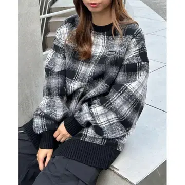 오버 사이즈 체크 니트 스웨터 INGNI
