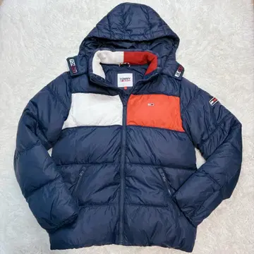 [ 미사용급 ] 타미힐피거 다운 자켓 Y2K 그런지 시크 스타일 네이비