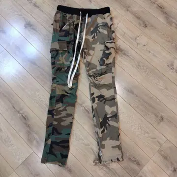카모플라쥬 카고 팬츠 지퍼 포함