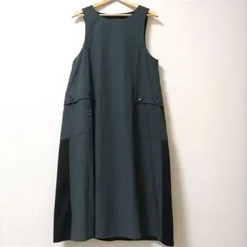 [ 새상품 ] CRESCENT 오버롤 스커트 이소재 절개 올리브 블랙