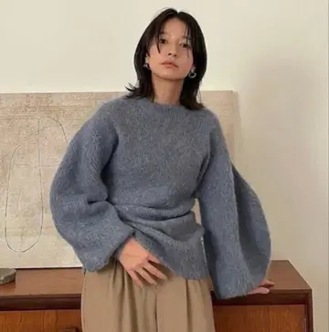 완판템 ROUND SLEEVE MOHAIR KNIT TOPS