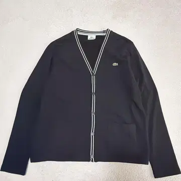 LACOSTE 블랙 스트라이프 가디건 L