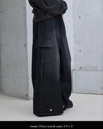 [ Spielio ] 빈티지라이크 데님 카고 와이드 팬츠