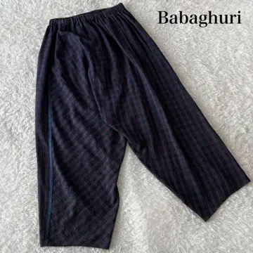 요건 레일 벌룬 팬츠 허리밴딩 스트레치 올 패턴 체크 무늬 M