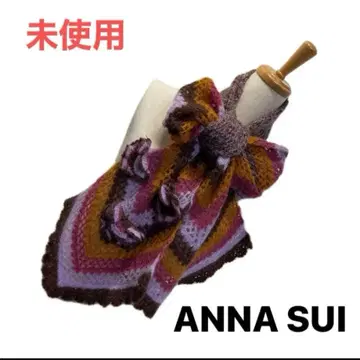 미사용 새상품급 ANNA SUI 꽃 코사지 모헤어 머플러