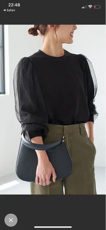 Spick & span 튤 슬리브 니트 풀오버 BLACK