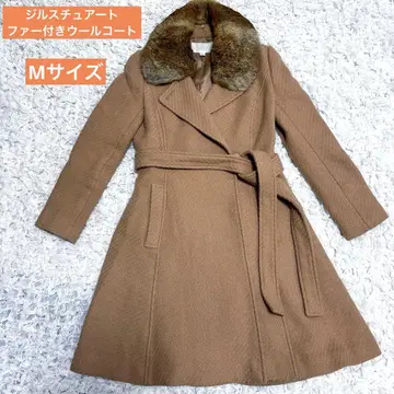 질스튜어트 퍼(fur) 장식 울 코트 베이지