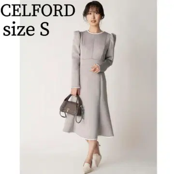 CELFORD 셀포드 레이스 트리밍 분또 원피스 베이지 36