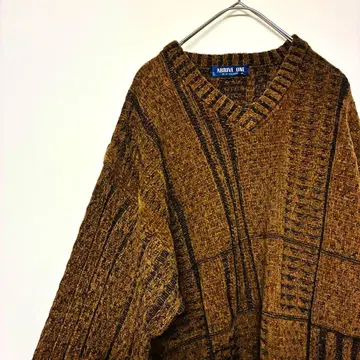 빈티지 니트 스웨터 브라운 갈색 개성있는