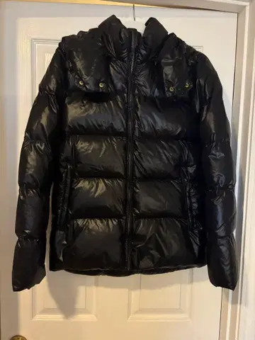 Johnbull 블랙 후드 부착 다운 자켓