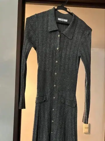 SNIDEL 니트 롱 원피스 그레이