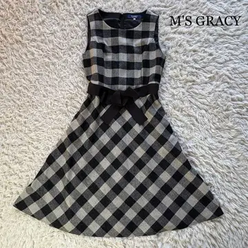 새상품급 M'S GRACY 클래시컬 체크 오버롤 스커트 원피스 42