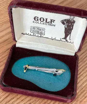 골프 퍼터 넥타이핀 케이스 포함 앤티크 영국 골프 모티브