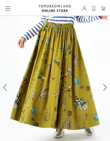 CaBAN 코튼 보타니컬 프린트 개더 스커트