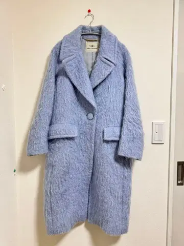 [그레이스 콘티넨탈] 모헤어 샤기 코트 롱 코트 블루