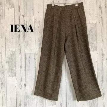 IENA 와이드 팬츠 트위드 턱 배기 헤링본