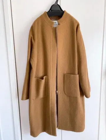 나노 유니버스 울 코트 오버 코트 노카라 코트 M 카멜