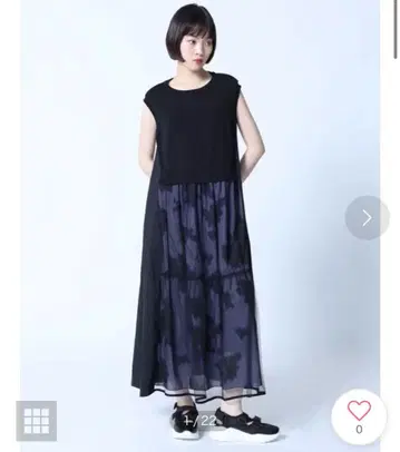 새상품 LASUD 야마다야 튤 레이어드 패턴 원피스