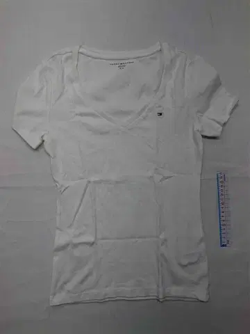 타미힐피거 V넥 티셔츠 화이트 계열 여성용 S