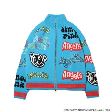atmos pink x ANGEL BLUE 올 패턴 로고 니트 블루종