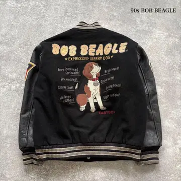 [ EAST BOY ] BOB BEAGLE 바시티 자켓 90s 자수 블랙