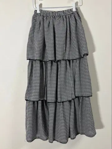 [ merryjenny ] 깅엄 캉캉 스커트 롱 체크 화이트 블랙