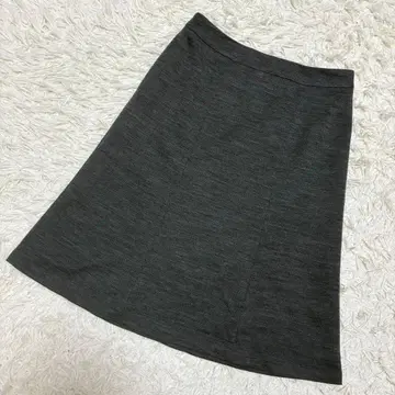 Reflect 니트 스커트 플레어 스커트 울 혼방 월드 그레이 깔끔한