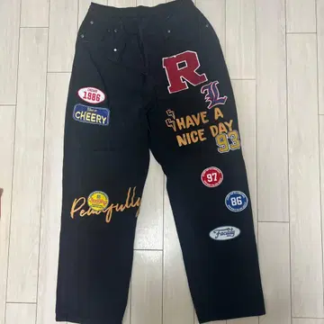 캐주얼 팬츠 패치워크 블랙