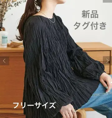 와셔 셔링 블라우스 DISCOAT 블랙 블랙 디스코트