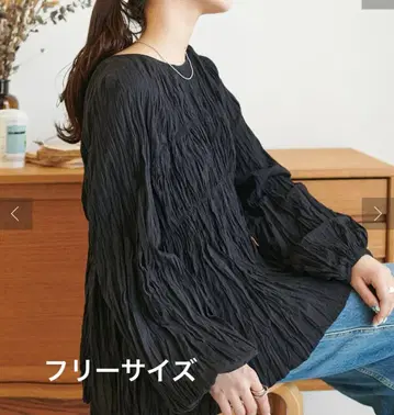 와셔 셔링 블라우스 DISCOAT 블랙 블랙 디스코트